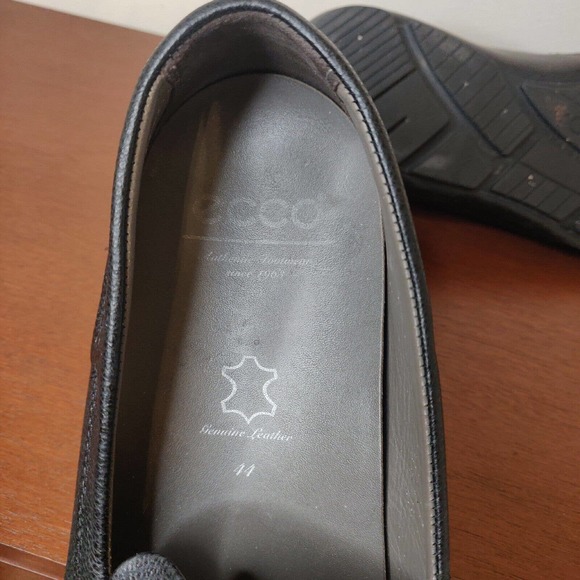 Ecco Men\'s Shoes Loafers Black Leather Size 10.5 Slip-on.